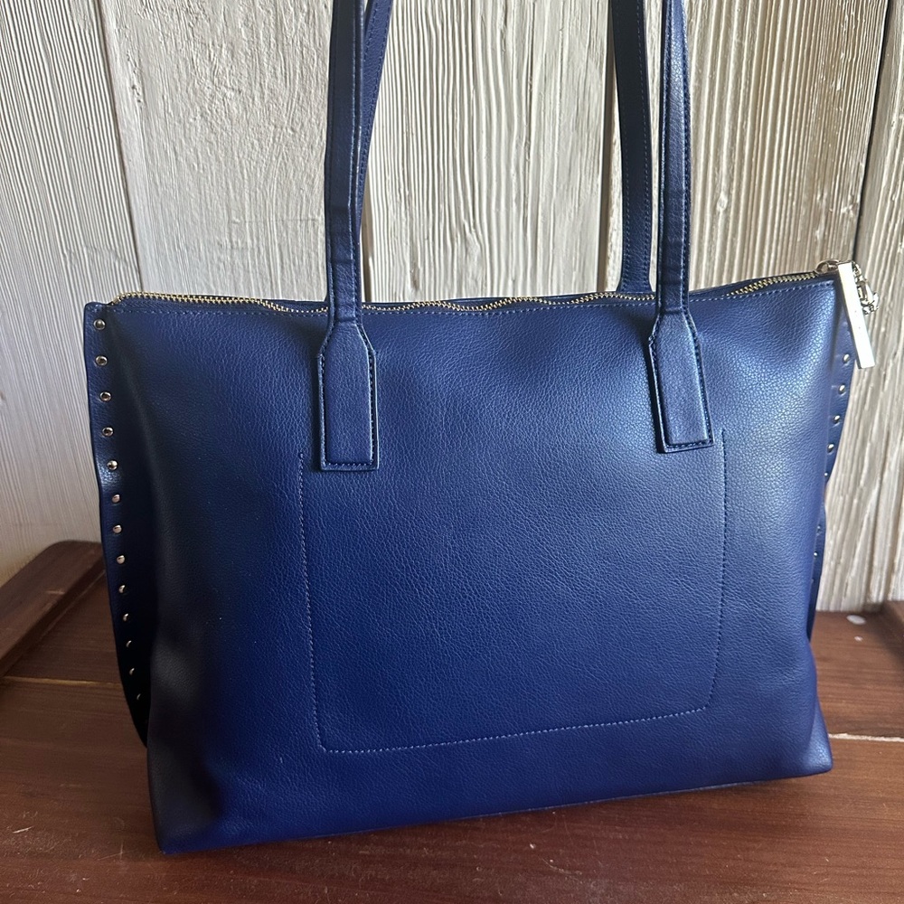 Kate Spade On Purpose Navy Leather Studded Tote Rwanda + MagSafe Wallet NWT - Picture 4 of 12